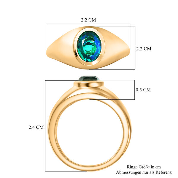 D'Joy Pfau Quarz Triplette Ring 925 Silber 750 Gelb Vergoldet (Größe 17.00) ca. 1,40 ct image number 6