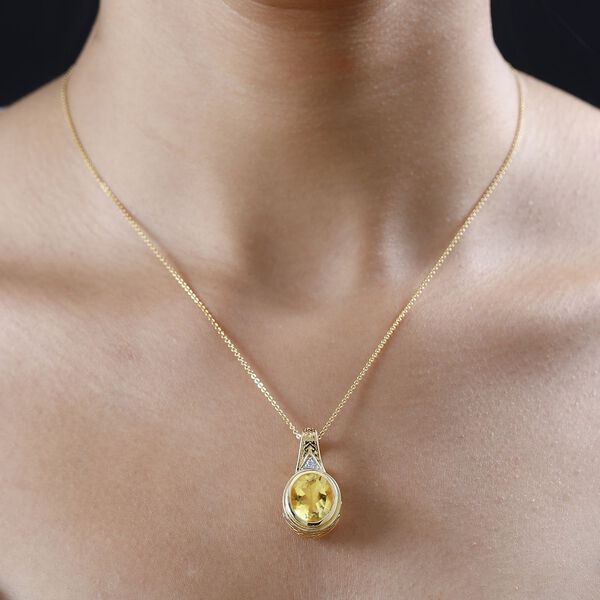 AAA Ouro Verde Quarz und Zirkon Anhänger, ca. 4,41 ct. image number 3