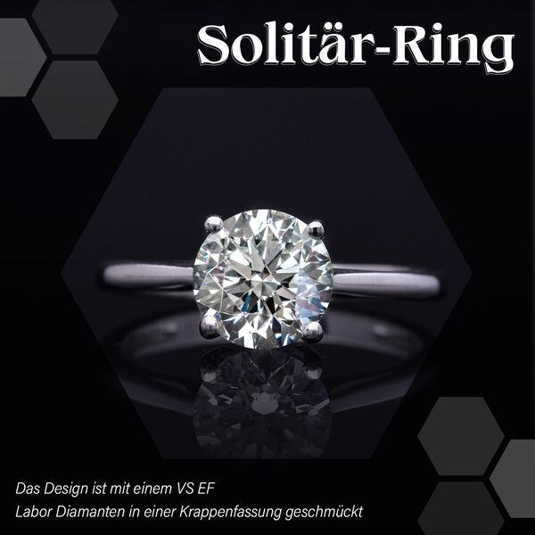 LUXURIANT SGL zertifizierter VS-EF Labor Diamant Ring in 585 Weißgold - 3 ct. image number 6