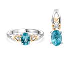 2er Set - D'joy Betroka Blauer Apatit Ring und Anh&auml;nger, 925 Silber platiniert und vergoldet (Gr&ouml;&szlig;e 21.00) ca. 1.44 ct