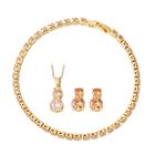 4er Set, Champagner Zirkonia Armband, Anh&auml;nger mit Kette und Ohrringen, Messing ca. 17.60 ct