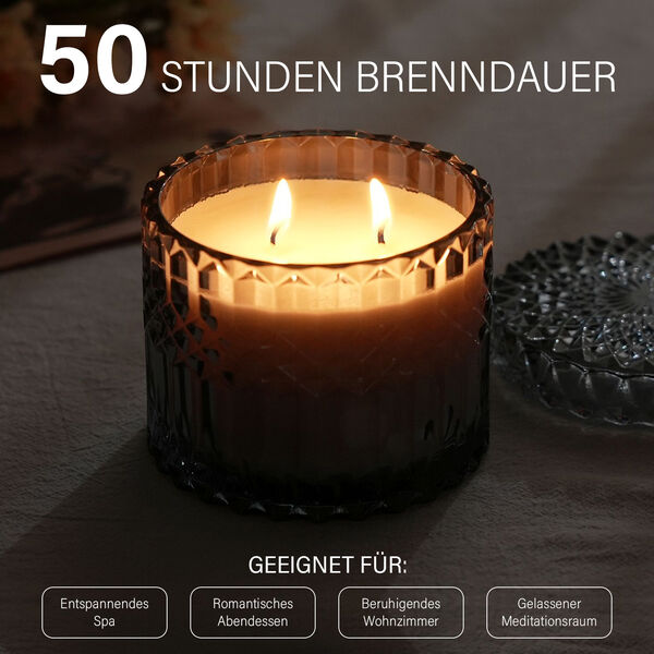Handgefertige Duftkerze im Glasgef&auml;&szlig;, 50h Brenndauer, Grau image number 4
