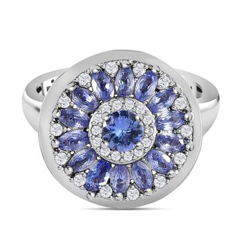 Tansanit Ring, 925 Silber platiniert, (Gr&ouml;&szlig;e 17.00) ca. 1.76 ct