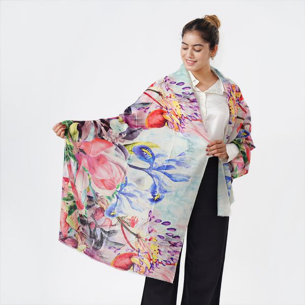 LA MAREY Schal aus 100% Premium-Kaschmir mit Digitaldruck, 70x200cm, Rosa Tulpen image number 7