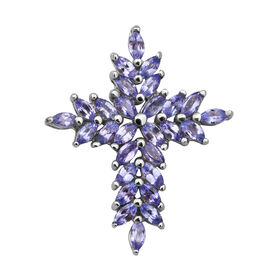 Tansanit Kreuz-Anhänger, 925 Silber platiniert ca. 2.24 ct