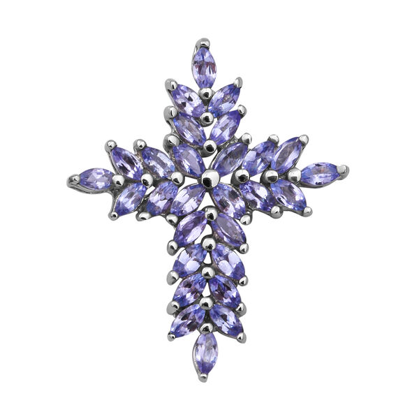 Tansanit Kreuz-Anhänger, 925 Silber platiniert ca. 2.24 ct image number 0