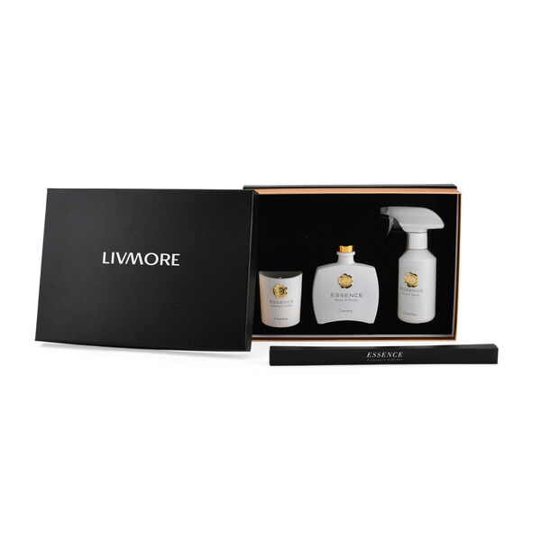 Kerzenset mit Duftstäbchen und Raumspray, Weiß, 5 % Parfümanteil, Raumspray 100 ml, Duftkerze im weißen Glas mit 100 g Paraffinwachs, Duftnote:  Tropische Früchte image number 9