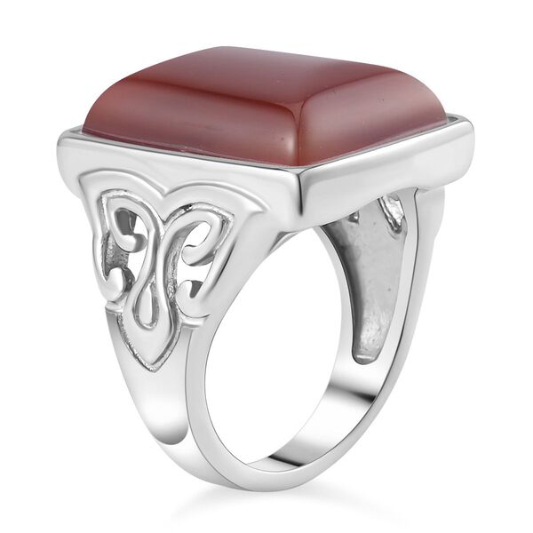 Roter Achat Ring, Reiner Edelstahl, (Größe 16.00), ca. 16.50 ct image number 5