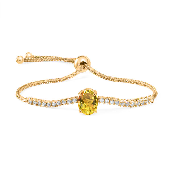 EVER TRUE Sphaleros Quarz, Wei&szlig;er Zirkon Armband, flexibles (ca. 16.50 - 21.50 cm) Nickelfreies Messing ca. 4,15 ct.