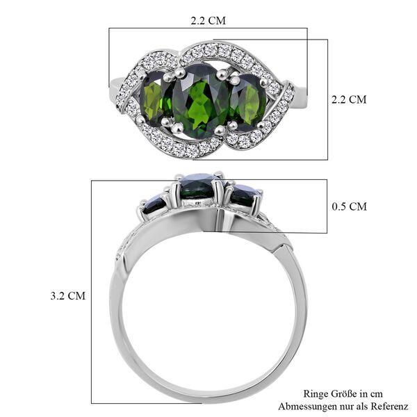 AA Nat&uuml;rlicher Chromdiopsid und Zirkon-Ring - 3,12 ct. image number 4