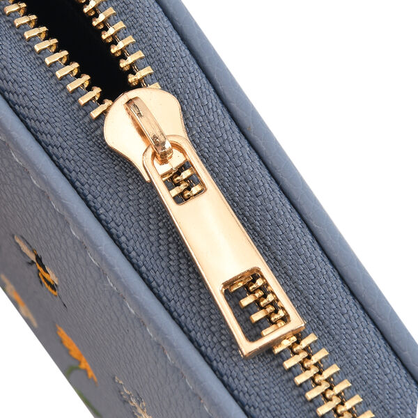 PU-Geldb&ouml;rse mit RFID-Schutz, Bienenmuster, 15,5x2,5x10cm, Blau image number 6