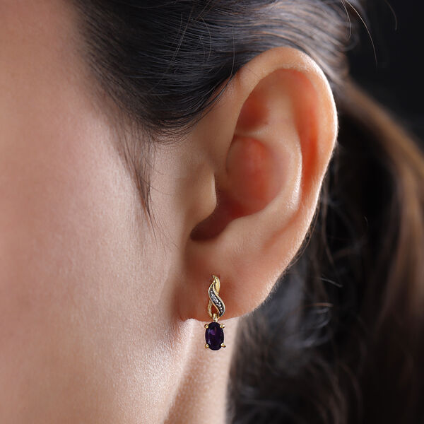 Afrikanische Amethyst und Diamant-Ohrringe, 925 Silber vergoldet ca. 0,84 ct image number 3