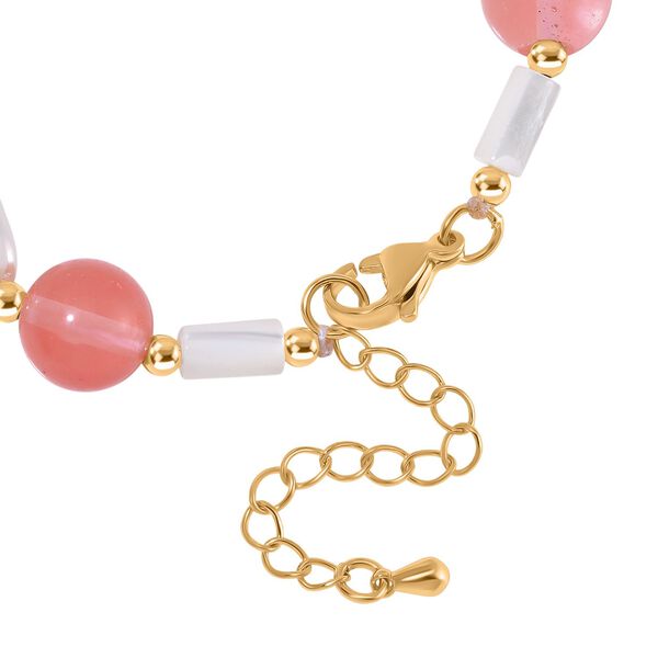 Wei&szlig;es Muschelkernperle und Kirschquarz Armband, 18+5 cm image number 5