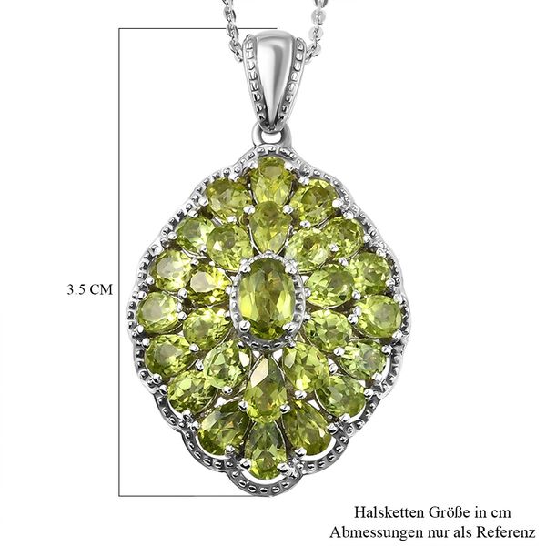Nat&uuml;rlicher Peridot-Cluster-Anh&auml;nger mit Kette in Silber, 5,93 ct. image number 7