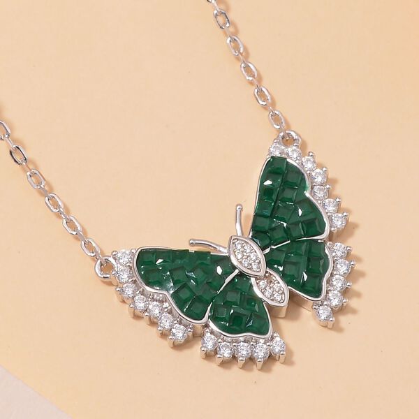 Grüne und weiße Zirkonia Halskette, 45cm image number 2