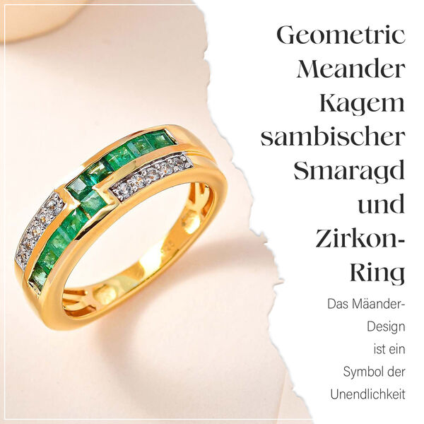 Geometric Meander Kagem sambischer Smaragd und Zirkon-Ring - 0,91 ct. image number 8