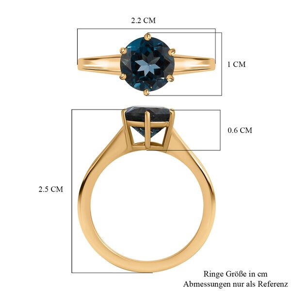 London Blautopas Ring, 925 Silber vergoldet, ca. 2.25 ct image number 7