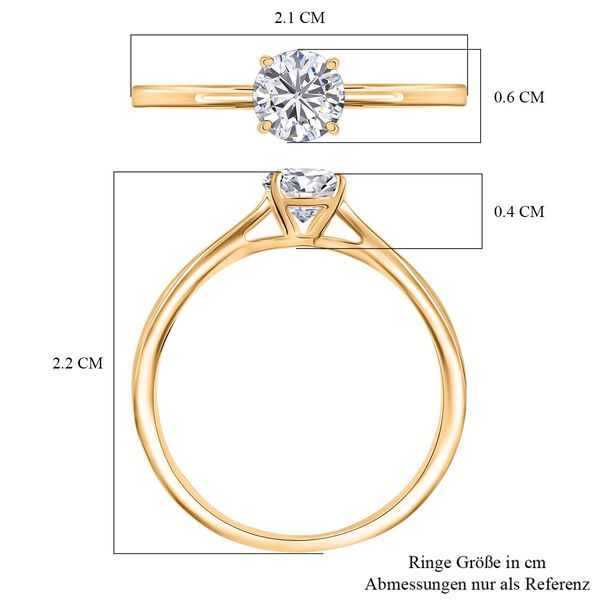 Moissanit Ring 925 Silber 750 Gelb Vergoldet (Größe 19.00) ca. 0,46 ct image number 6