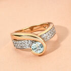 Blauer Zirkon Ring 925 Silber vergoldet  ca. 1,48 ct image number 1