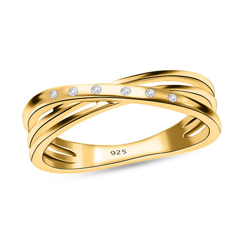 Weißer Diamant Ring, 925 Silber vergoldet (Größe 18.00) image number 0