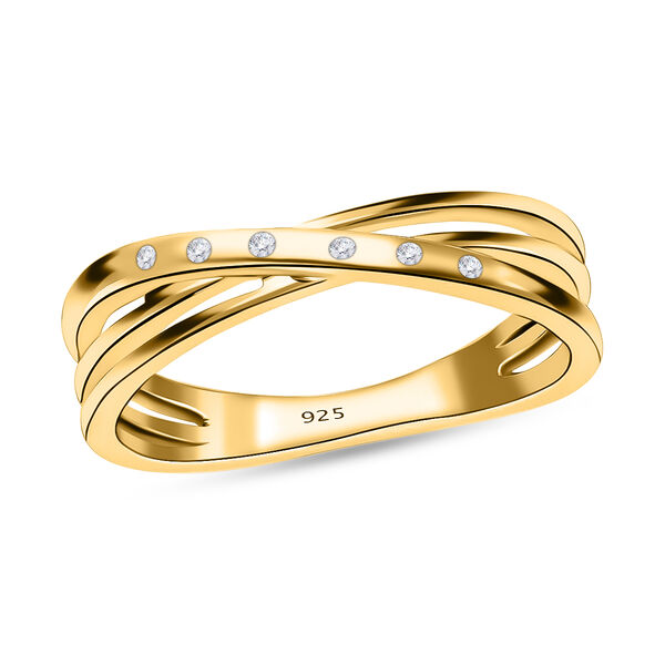 Wei&szlig;er Diamant Ring, 925 Silber vergoldet (Gr&ouml;&szlig;e 18.00)