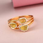 Handgearbeiteter Polki Gelber Diamant Ring  925 Silber 585 Vergoldet image number 1
