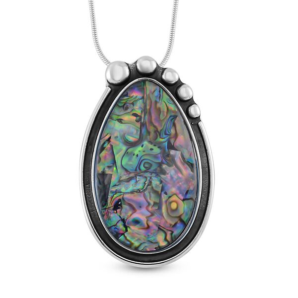 Abalone Muschel Halskette ca. 60 cm + 10 cm Extender, Reiner Edelstahl image number 0