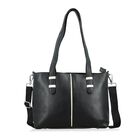 Elegante Echtleder Umh&auml;ngetasche mit Krokopr&auml;gung, 33 x 10 x 27 cm, Schwarz