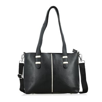 Echtleder Umh&auml;ngetasche mit Kroko-Pr&auml;gung, 33x10x27cm, Schwarz