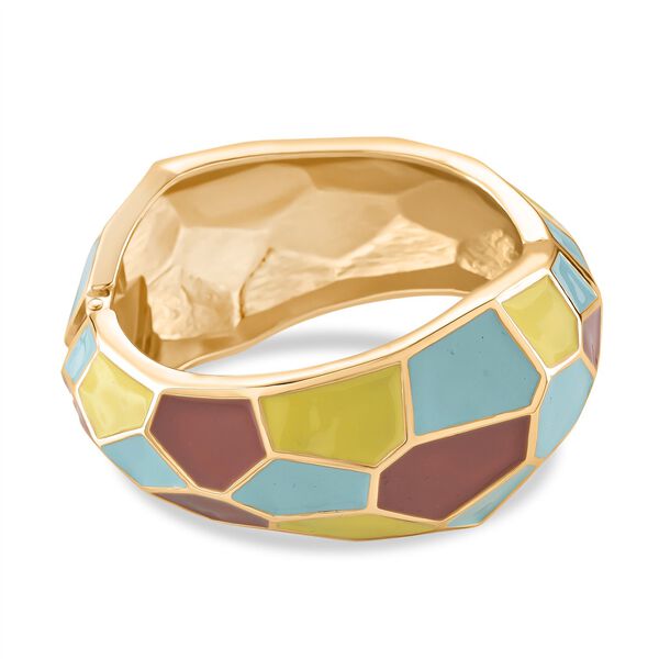 Emaille-Armreif im Facetten-Design, ca. 18 cm, Beige