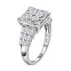 LUSTRO STELLA Hergestellt mit ZIRKONIA Cluster Ring 925 Silber Platin-Überzug (Größe 21.00) ca. 3,33 ct image number 3