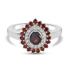 Anthill Granat und Zirkon Halo Ring 925 Silber platiniert  ca. 0,99 ct image number 0