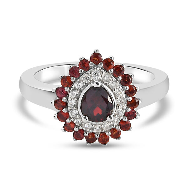 Anthill Granat und Zirkon Halo Ring 925 Silber platiniert  ca. 0,99 ct image number 2