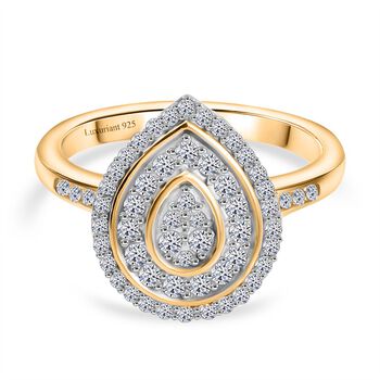 LUXURIANT SI Labor Diamant Ring, 925 Silber 750 Gelbgold Vermeil - 0,51 ct.