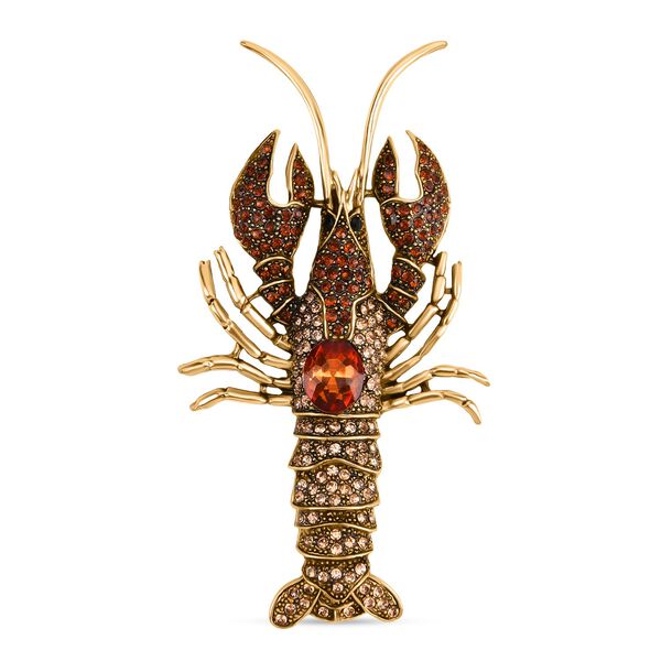 Mehrfarbige Kristall-Hummer-Brosche