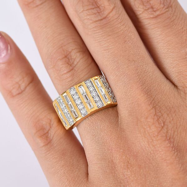 LUXURIANT SGL zertifizierter SI-GH Labor Diamant Ring, 925 Silber rhodiniert und 750 Gelbgold Vermeil - 1 ct. image number 3