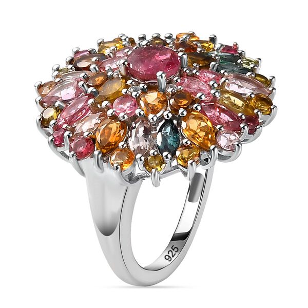 Nat&uuml;rlicher mehrfarbiger Turmalin Ring, 925 Silber platiniert, ca. 6.26 ct image number 5