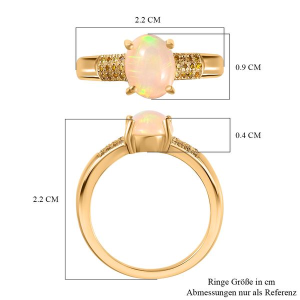 Nat&uuml;rlicher, &auml;thiopischer Welo Opal und gelber Diamant-Ring - 1,30 ct. image number 8