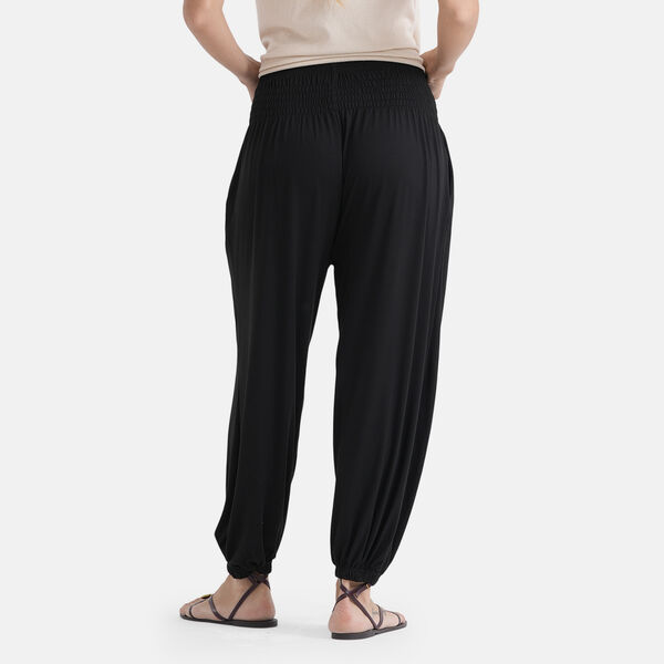 LA MAREY Jersey Komforthose, gesmokter Bund, elastische Kn&ouml;chel, Einheitsgr&ouml;&szlig;e, Schwarz image number 3