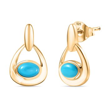 D'Joy Sleeping Beauty T&uuml;rkis Ohrringe 925 Silber 750 Gelb Vergoldet ca. 0.89 ct