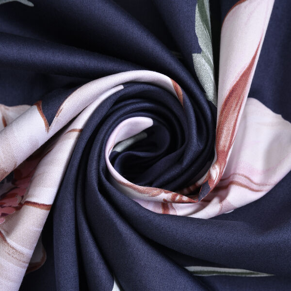 2er-Set, 3D Digitaldruck Bettbezug und Kissenbezug, Größe 135x200 cm und 80x80 cm, Blumenmuster, Dunkelblau image number 8