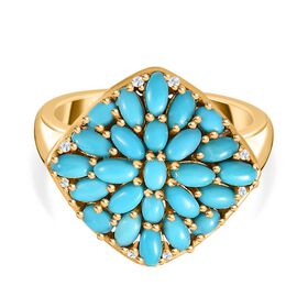 Sleeping Beauty Türkis und Zirkon Ring -  2,21 ct.