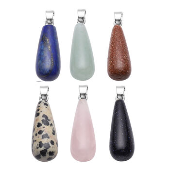 6er-Set, mehrfarbige Edelstein-Anh&auml;nger, silberfarben ca. 72,00 ct