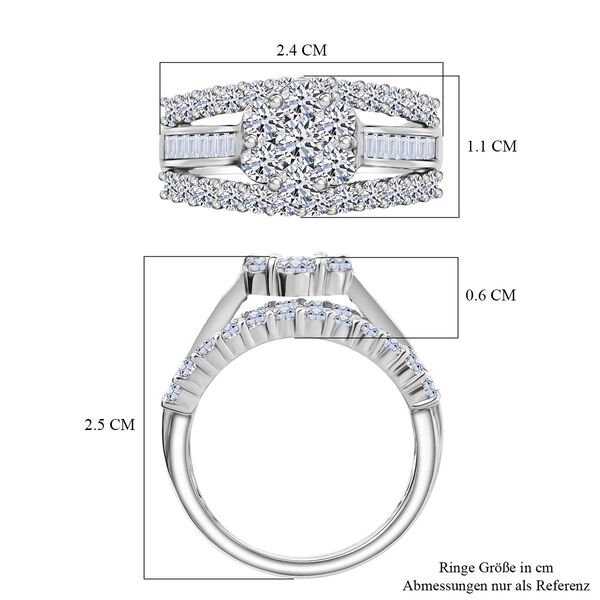 LUXURIANT SGL zertifizierter SI-GH Labor Diamant Ring, 925 Silber rhodiniert - 2 ct. image number 7