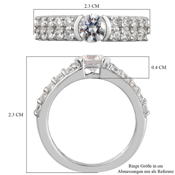 LUSTRO STELLA - feinster Zirkonia-Ring, 925 Silber platiniert image number 7