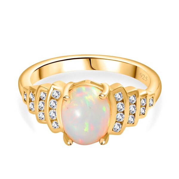 AA Nat&uuml;rlicher, &auml;thiopischer Welo Opal und Wei&szlig;er Zirkon Ring, ca. 1,71 ct image number 0