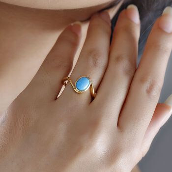 AA amerikanischer, nat&uuml;rlicher Sleeping Beauty T&uuml;rkis-Ring, 925 Silber vergoldet - 1,19 ct.