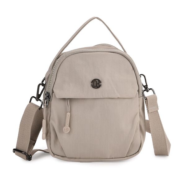 Nylon Crossbody Tasche in Hellgrau mit Reißverschluss image number 0