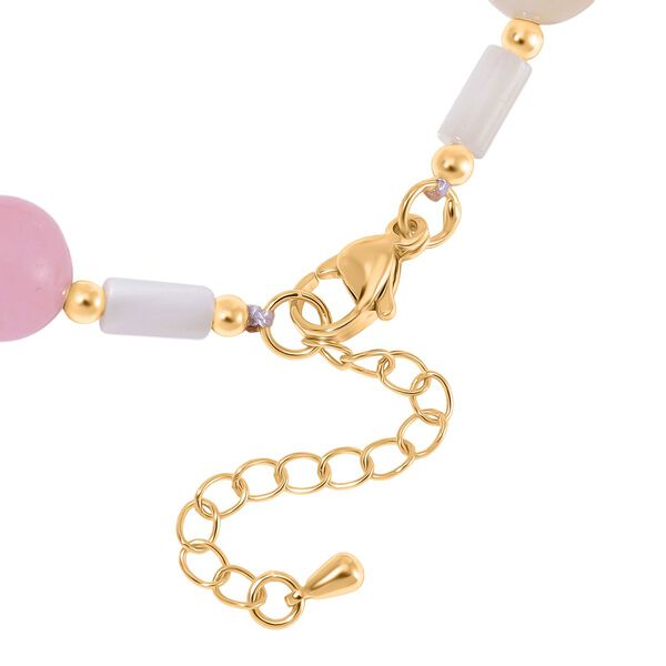 Weißes Muschelkernperle und Multi-Edelstein-Armband, 18+5 cm image number 5