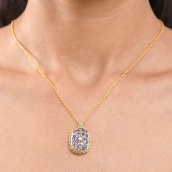 Tansanit Schmuckset ca. 50 cm Nickelfreies Messing platiniert und vergoldet und 316L Edelstahl platiniert ca. 3.32 ct